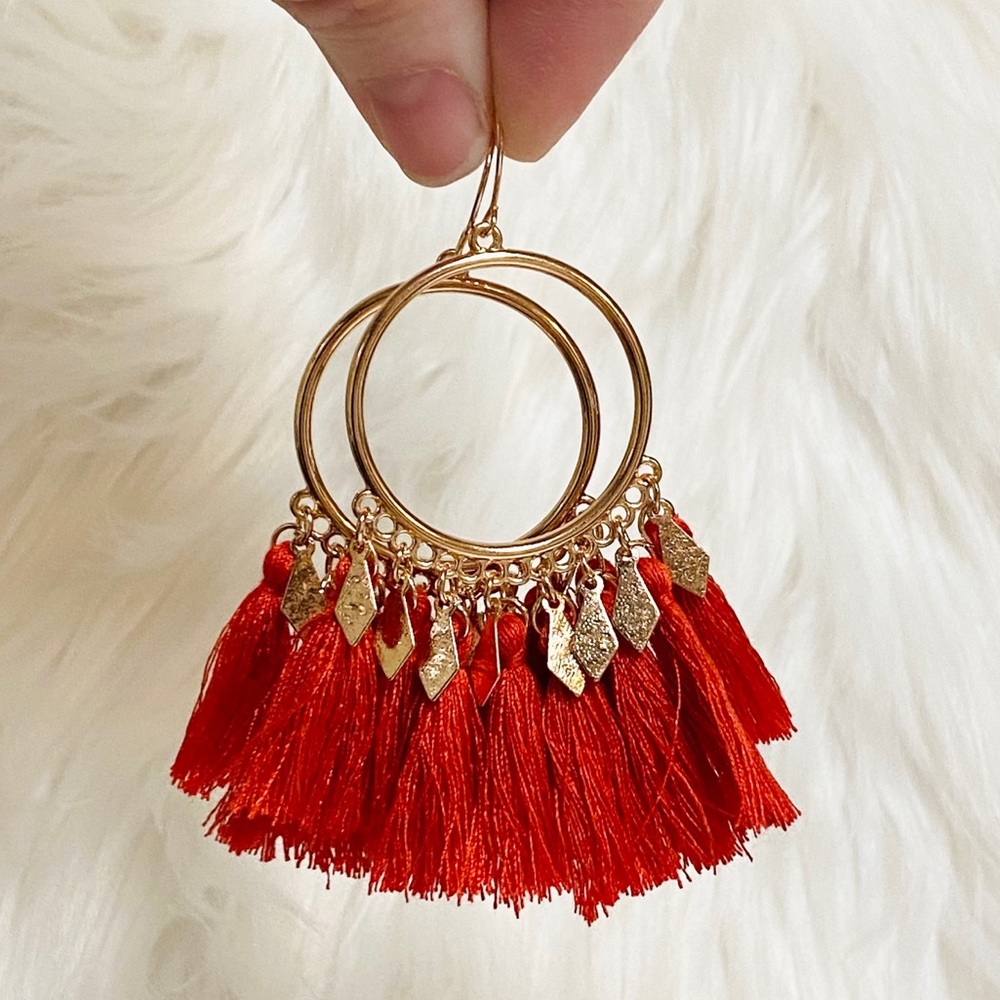 Set Of 3 Tassel Charm Boho Earrings - Picture 5 of 12